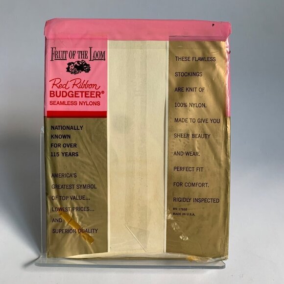 Fruit of the Loom Red Ribbon Budgetter Seamless Micro Mesh Stockings Vintage 9 - Picture 2 of 2